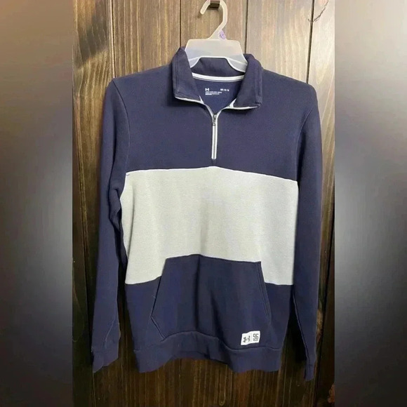 Under Armour UA Playback Fleece 1/4 Zip Navy/Gray Size:Medium - Picture 7 of 15